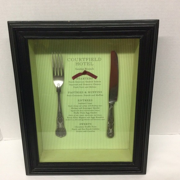 Courtfield Hotel Knife & Fork Silverware Shadowbox Menu Restaurant/Home Decor - Picture 2 of 12